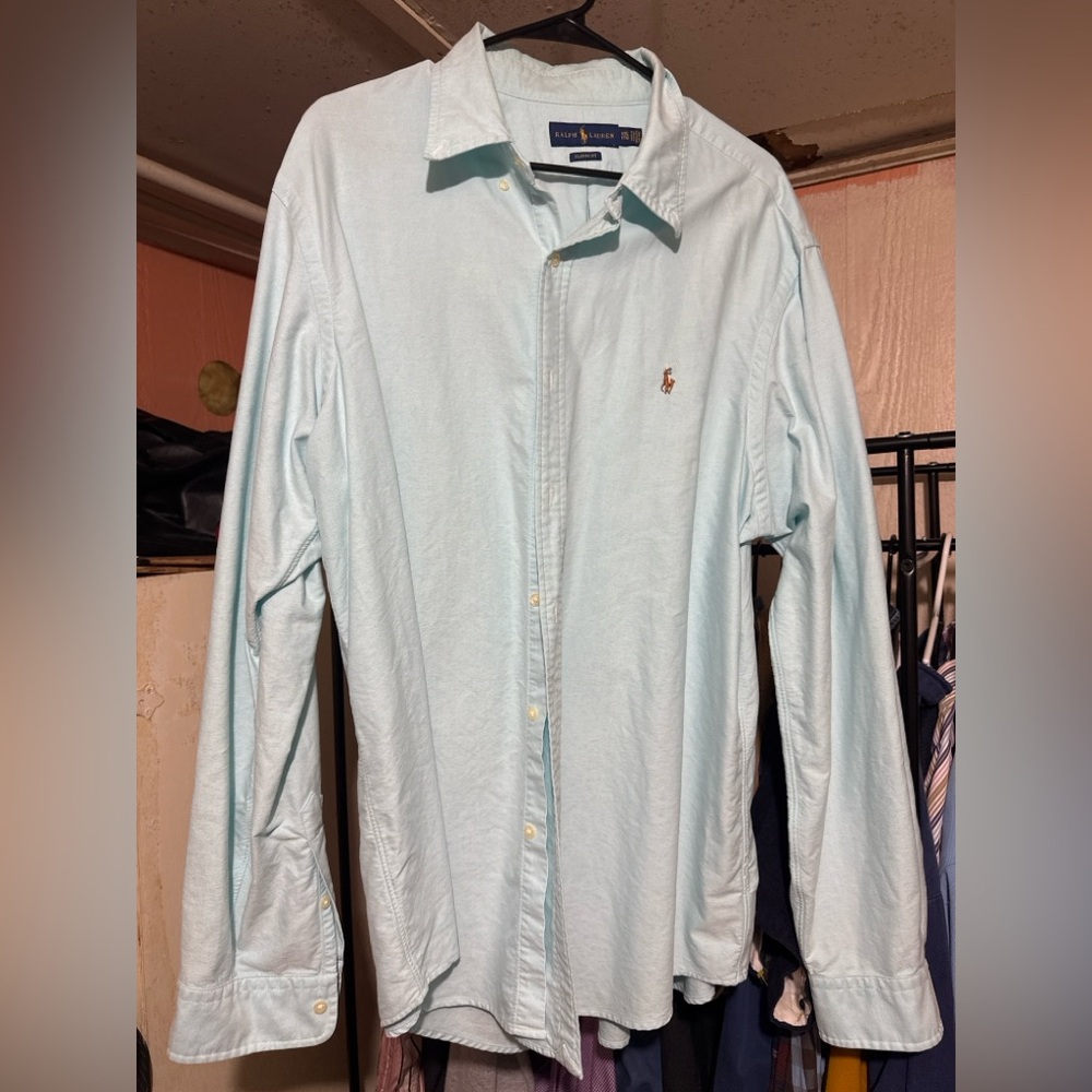 Ralph Lauren Blue Button Down Oxford XXL Classic Fit Pony Long Sleeve Mens